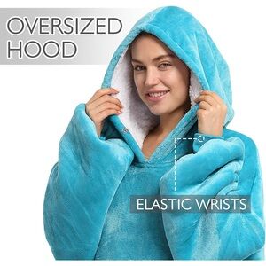 Catalonia Premium Oversized Hoodie Blanket in Aqua Green color. New with tags.